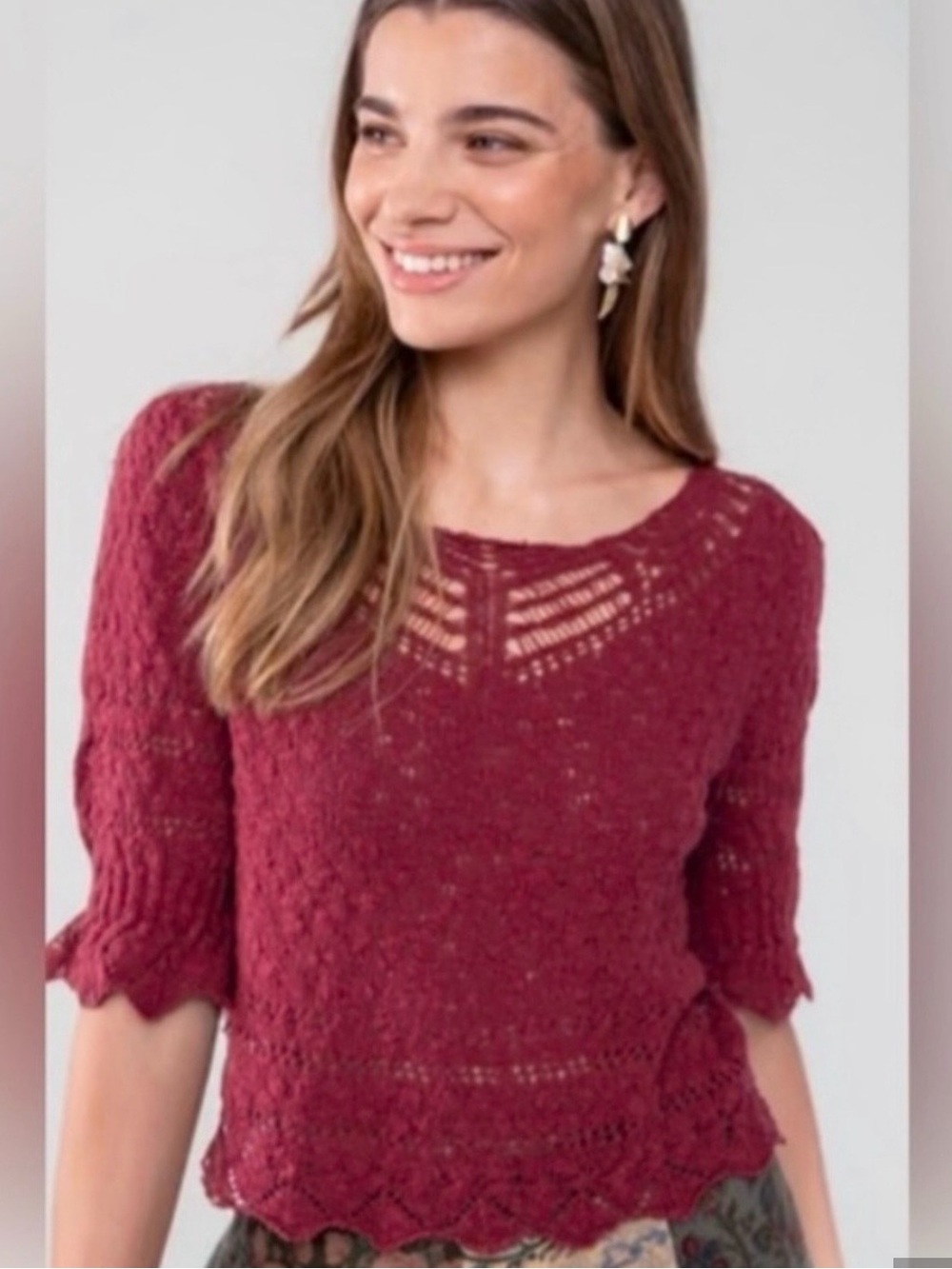 Natural Life out & about Maroon Short Sleeve Sweater NWT SIZE SMALL